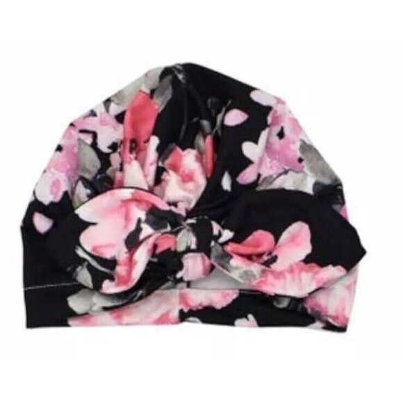 Baby Hat Black Floral Newborn Soft Baby Hat Brand New 0-6months - Picture 1 of 1